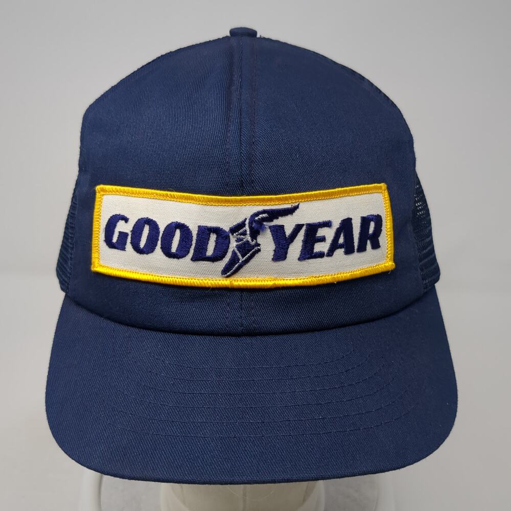 Goodyear Patch Snapback Mesh Back Trucker Hat Blu… - image 2